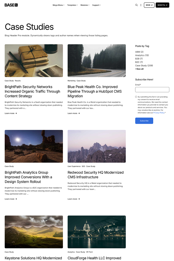 Blog listing 2 template