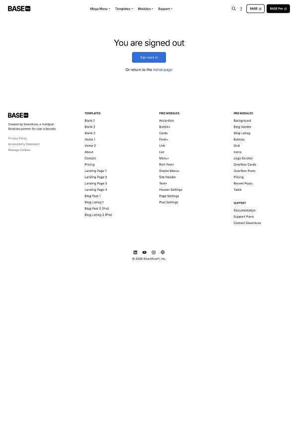 Membership logout template