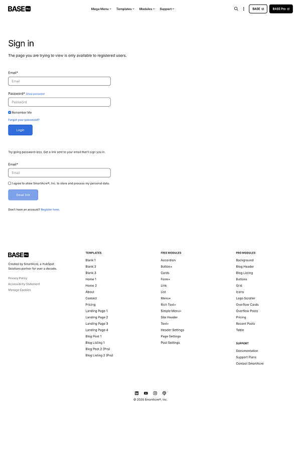 Membership login template