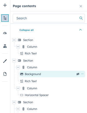 Background module content tree Background module content tree