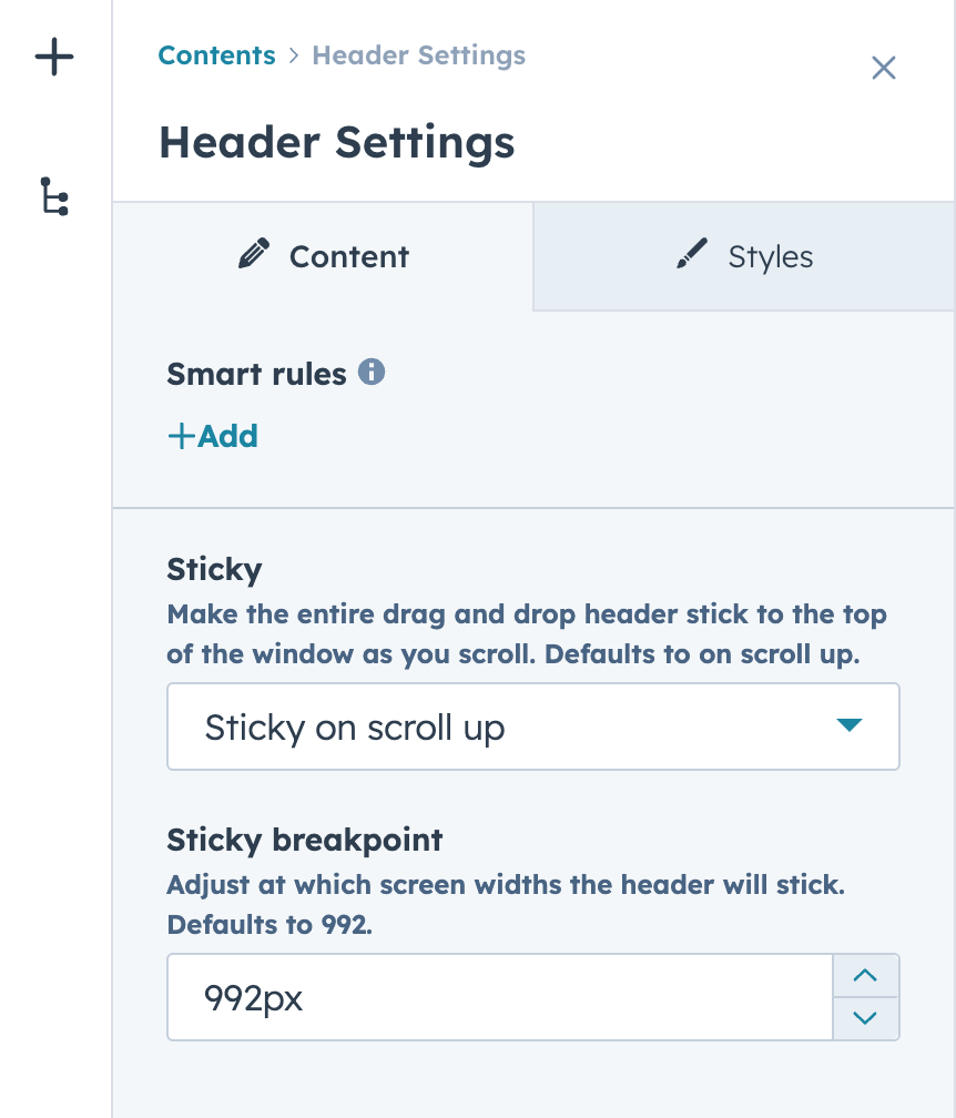 Header Settings