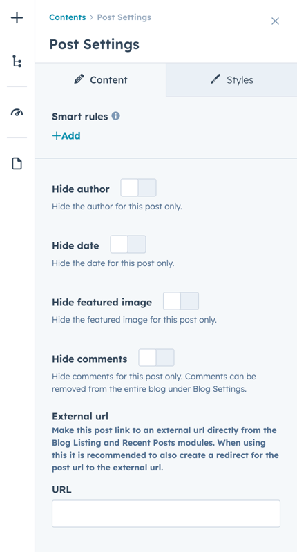 Post settings Post settings
